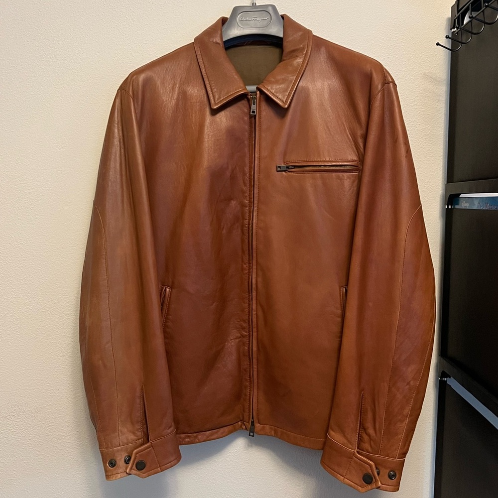 Salvatore Ferragamo Cognac Leather Jacket